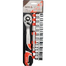 Dugókulcs készlet - 1/2" - 12 db - racsnis hajtókarral - YATO 38821