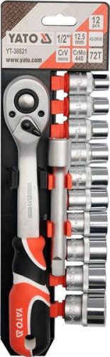 Dugókulcs készlet - 1/2" - 12 db - racsnis hajtókarral - YATO 38821