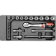 YATO 22 részes 3/8" dugókulcs készlet fiókbetétben – CrV, AS-Drive (YT-5542)