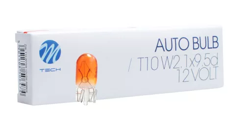 Izzó 12V W5W sárga (10db) – W2,1x9,5d talp (T10) – M-TECH